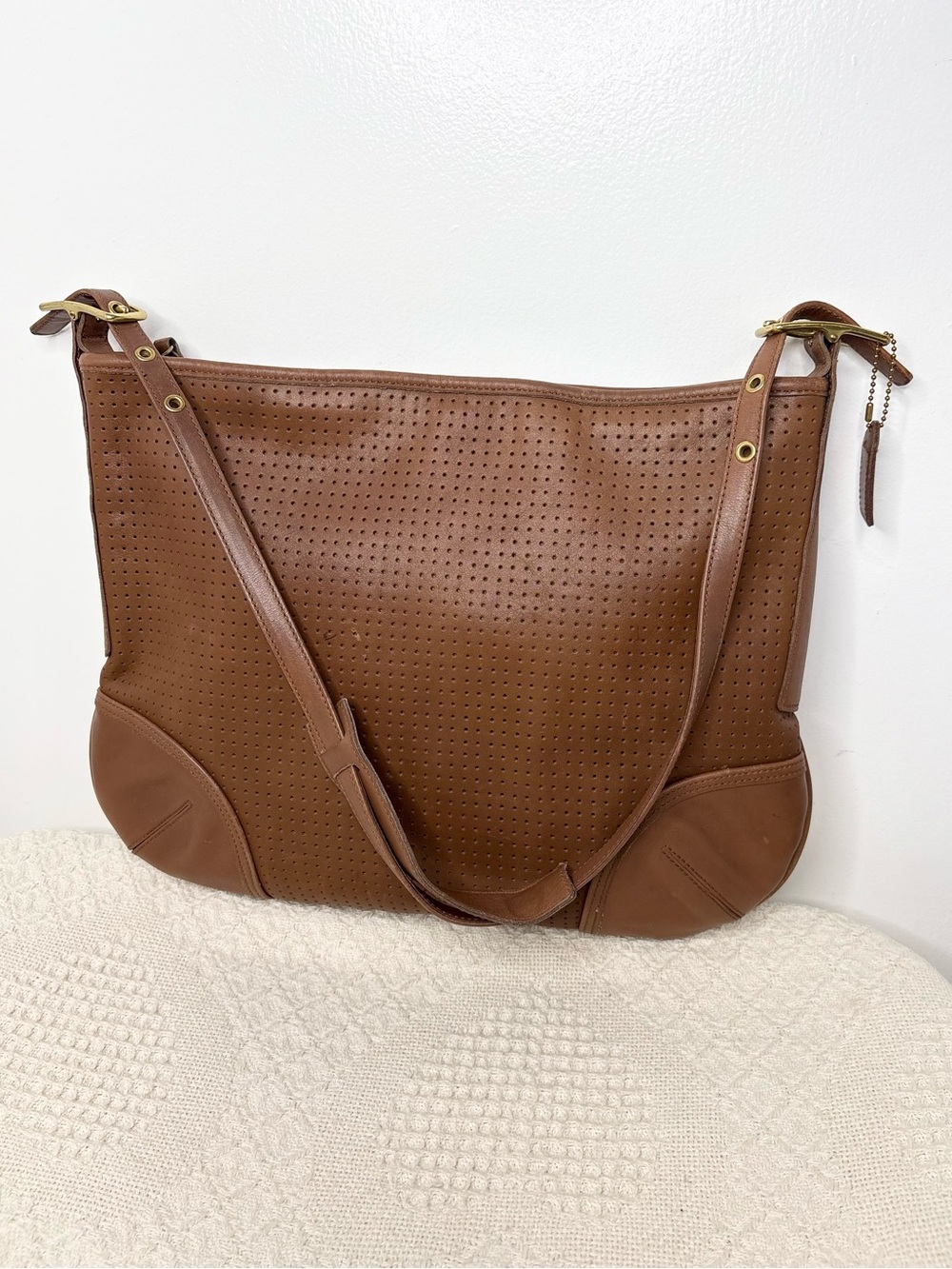PROJECT Y2K Vintage Coach Legacy East Perforated Hobo Bag 9218 Brown Leather